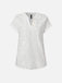 V Neck Embroidery Simple Cotton Plain Loose Blouse